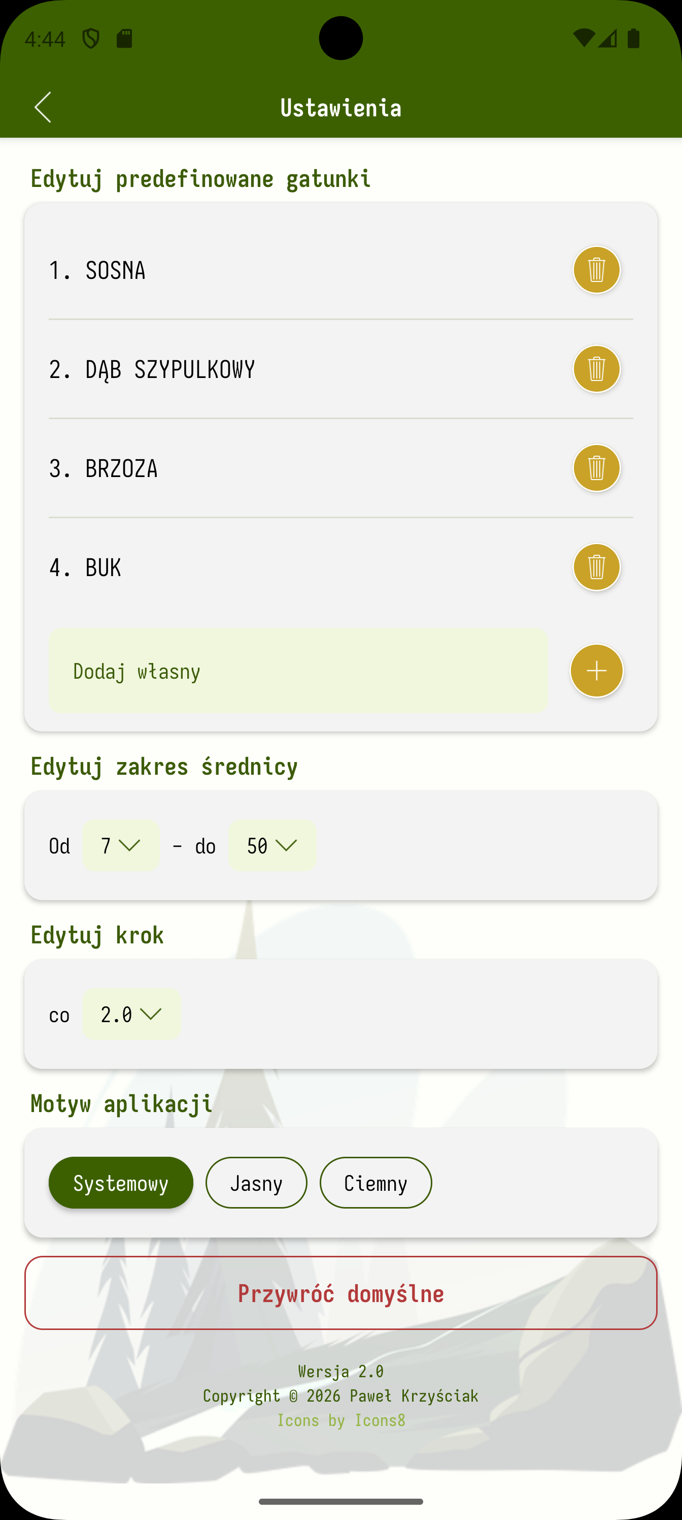 Ustawienia aplikacji